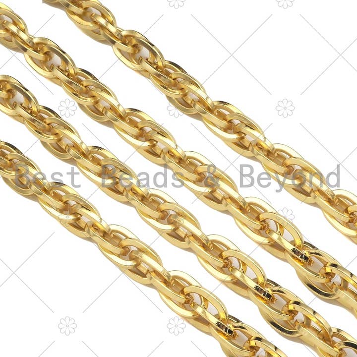 Chaîne de blé épaisse remplie d'or 18 carats de haute qualité de style nouveau par mètre, 9x13mm, chaîne de corde épaisse, chaîne Chunky fantaisie, chaîne en gros, sku #E535 pour la vente par BestBeads&Beyond