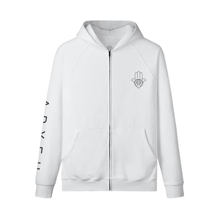 Sudadera con capucha de cremallera completa Rising Lion (Estampado negro) para venta al por mayor de Aryeh Style