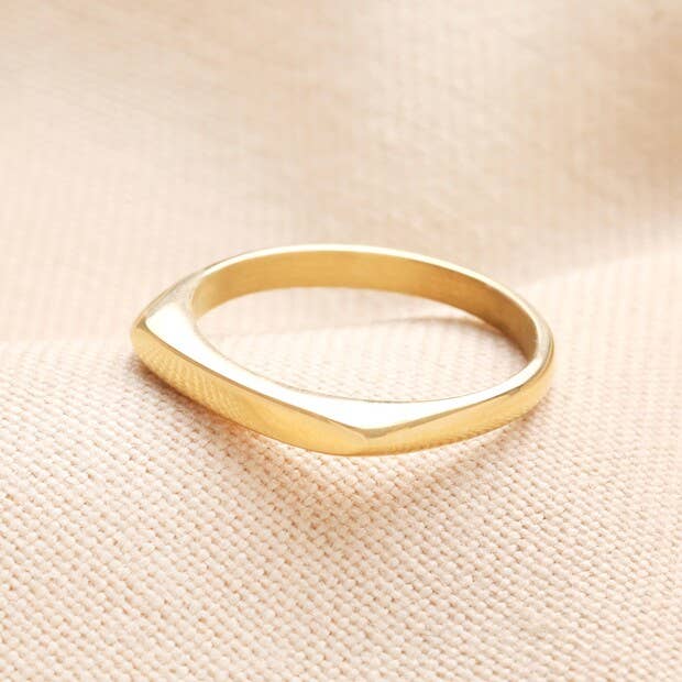 Stainless Steel Slim Signet Ring in Gold for wholesale by Lisa Angel