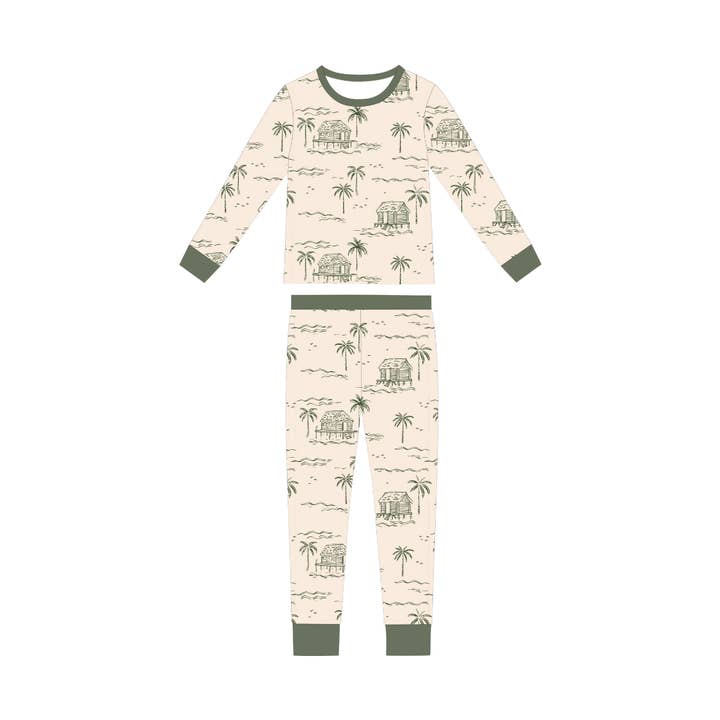 Beach Bungalow Bamboo Pajamas for wholesale by Eazy Living Baby Co