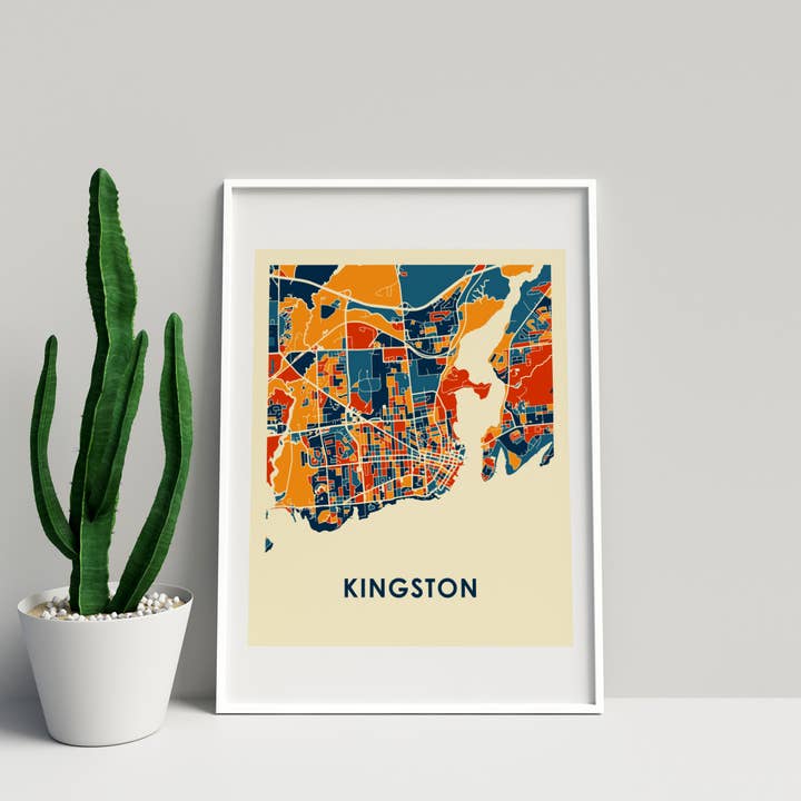 11" x 14" Prussian Kingston Map Print - Chroma Style for wholesale by ILIKEMAPS