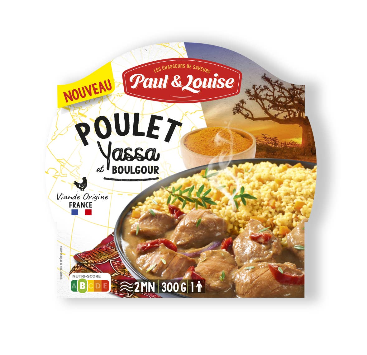 Paul & Louise - Wholesale Shelf Stable Prepared Meal - Chicken Yassa and Bulgur (300 g)