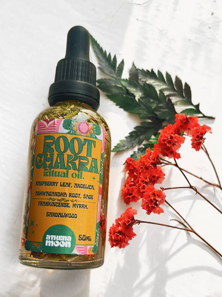 ROOT CHAKRA Kruidenrituele olie voor wholesale door ATHENA MOON APOTHECARY
