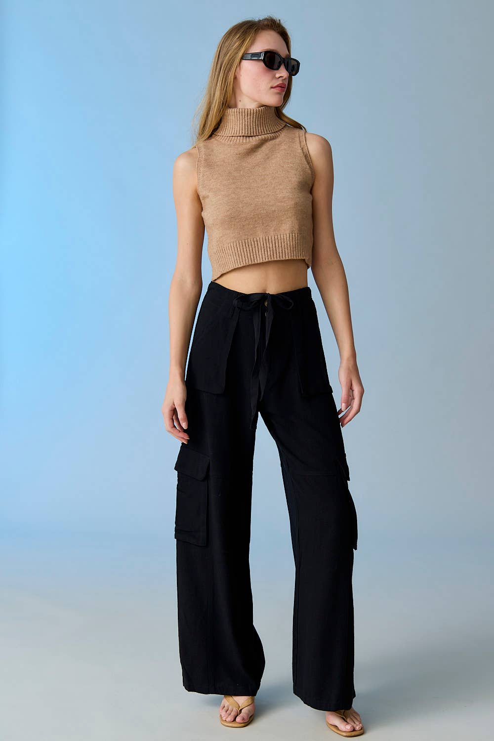 Noir PP17912 - Pantalon utilitaire à jambes larges Maya Relaxed Fit en vente sur Faire20