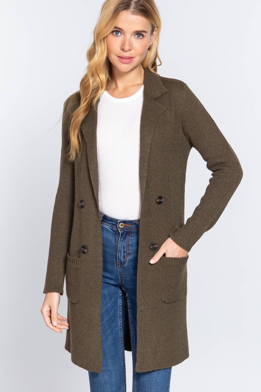 42POPS - Wholesale Peacoat - Dames - ,,._ Getailleerd Dubbelknoops Vestjas Cardiganjas6