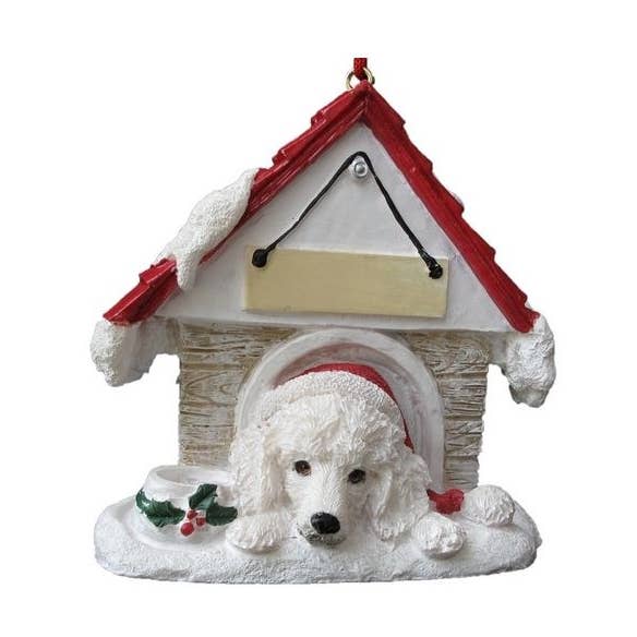E&S Pets - Wholesale Ornament - Poodle White Doghouse Ornament0