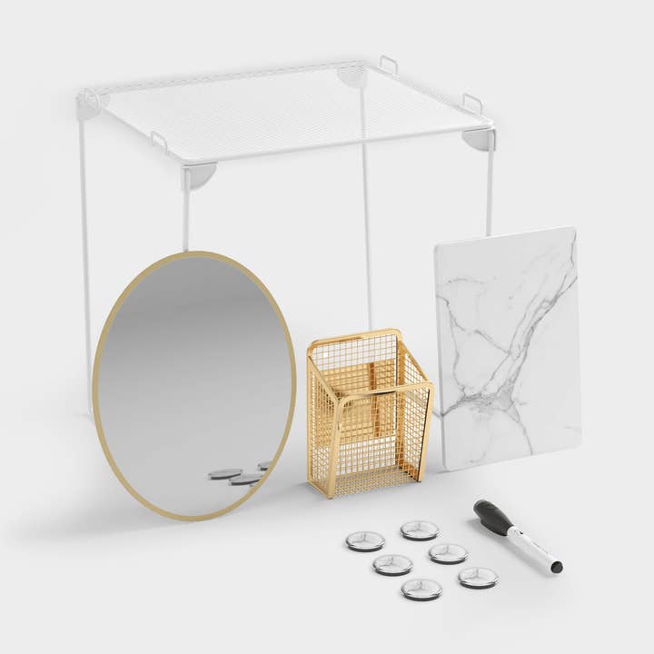 U Brands Gilded Marble Mesh Shelf Locker Kit, 11 CT Gold for wholesale by U Brands