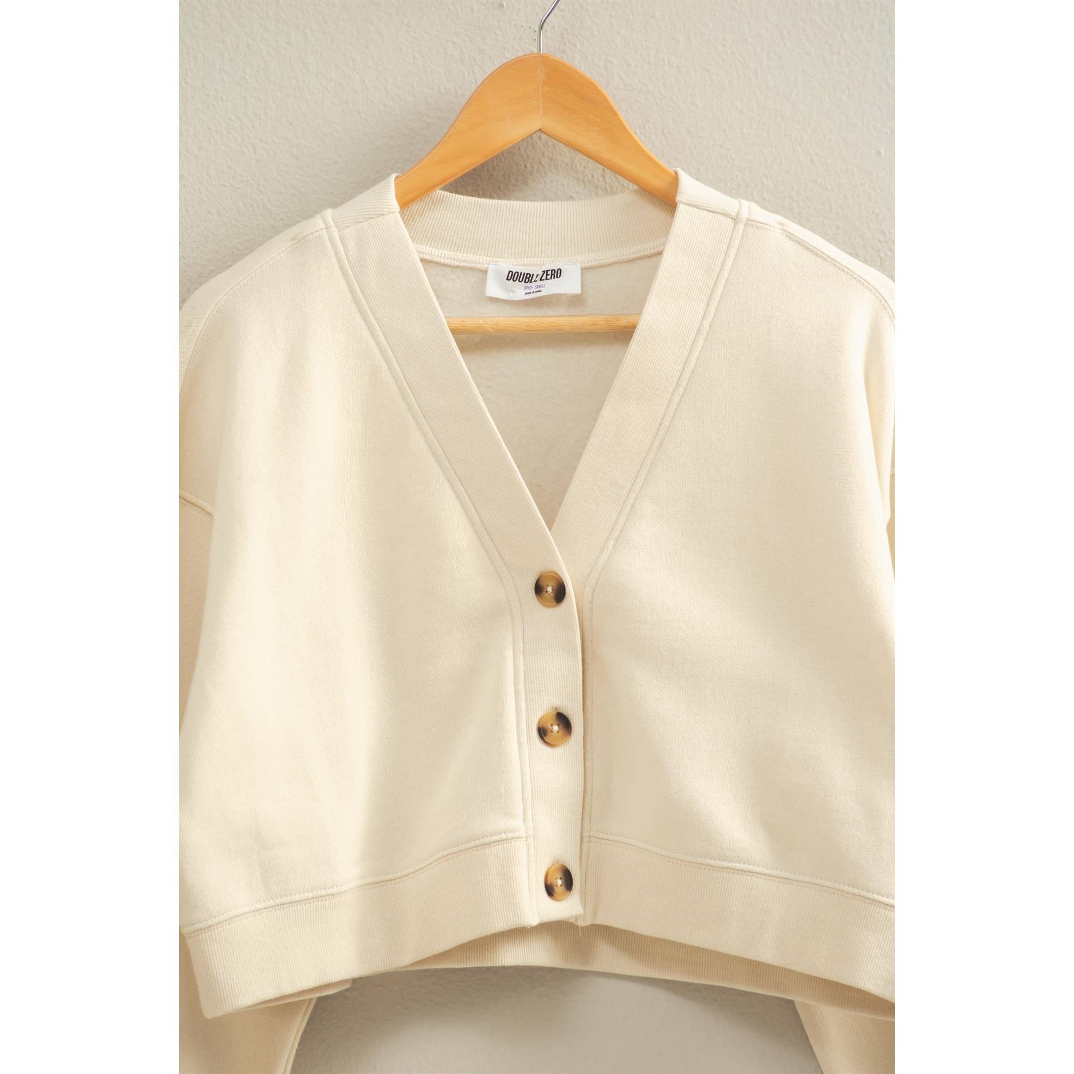 Double Zero - Wholesale Cardigan - Women's - Washed French Terry Cropped Cardigan12