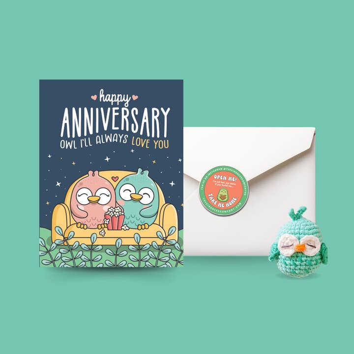 Anniversary Card & Owl Crochet Pattern for wholesale by The Kindness Company