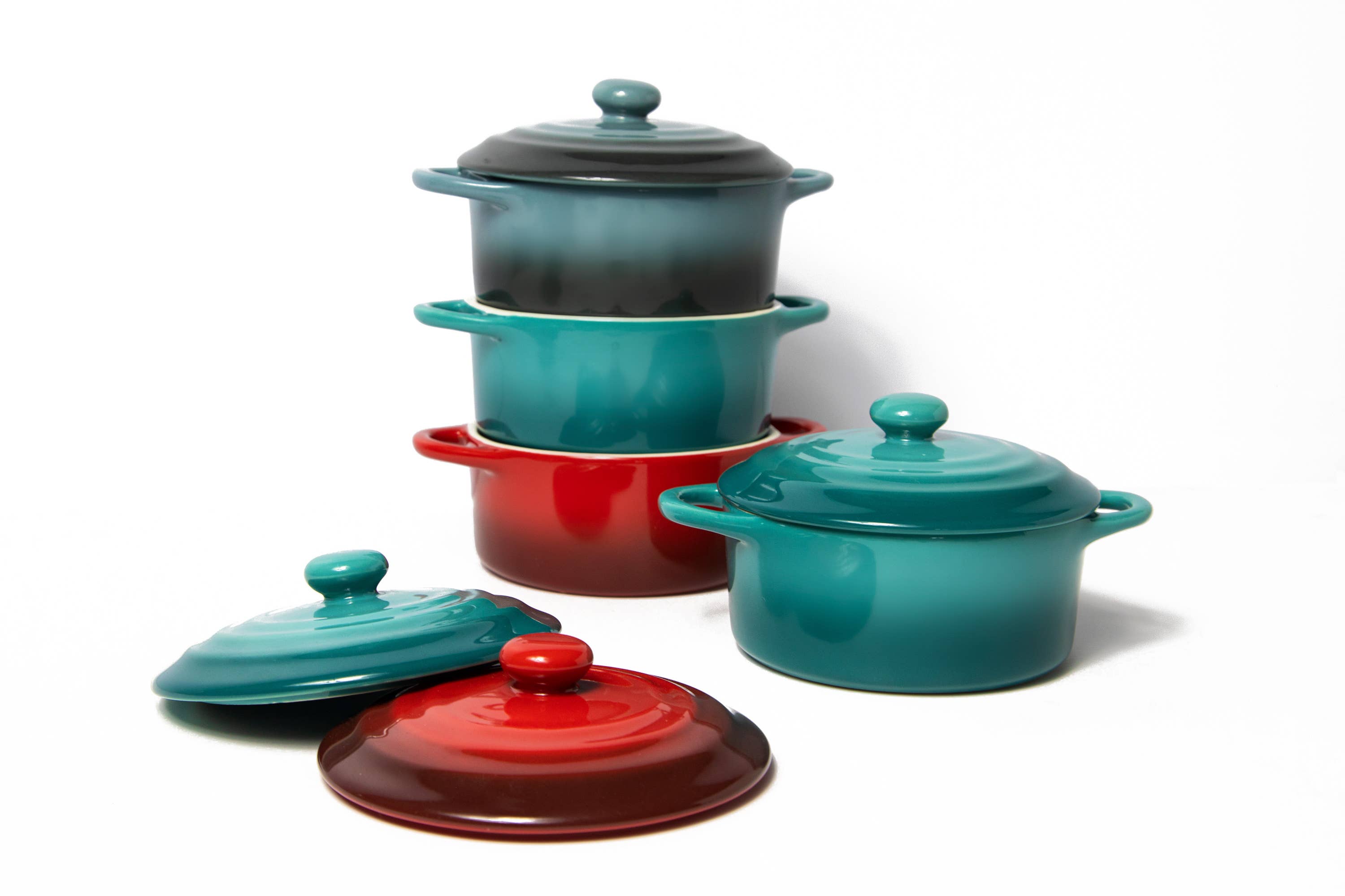 Kook - Wholesale Baking Dish - Kook Mini Casserole Dishes & Lids, Ceramic, 12 oz, Set of 49