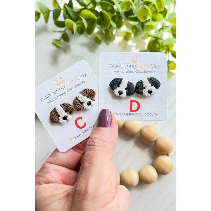 WanderingCalicoClay - Wholesale Stud/Post Earrings - Dog Stud Earrings, Polymer Clay Dog Earrings, Dog Jewelry