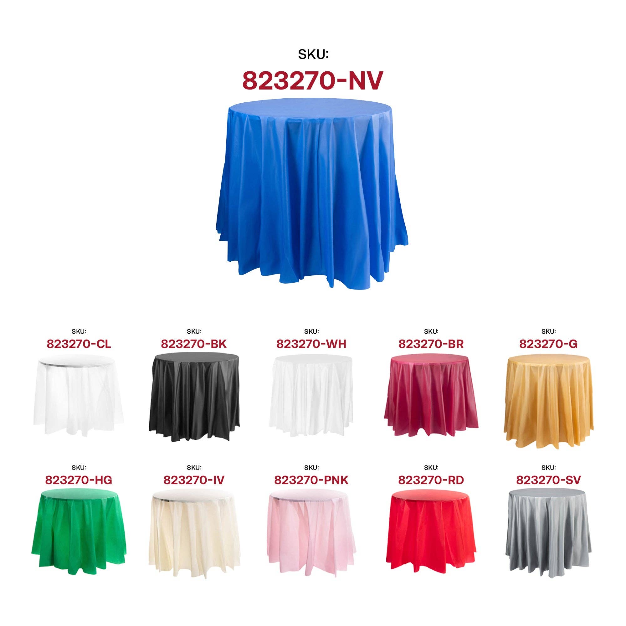 Smarty had a Party – wholesale Disposable table cover/runner – 84" Navy Round Plastic Tablecloths - 96 pcs4