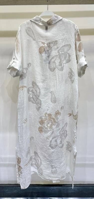 VENTI6 - Wholesale Dress - Women's - BUTTON DOWN LONG TIE DYE LINEN DRESS (5-42-TULIPFLORAL)4