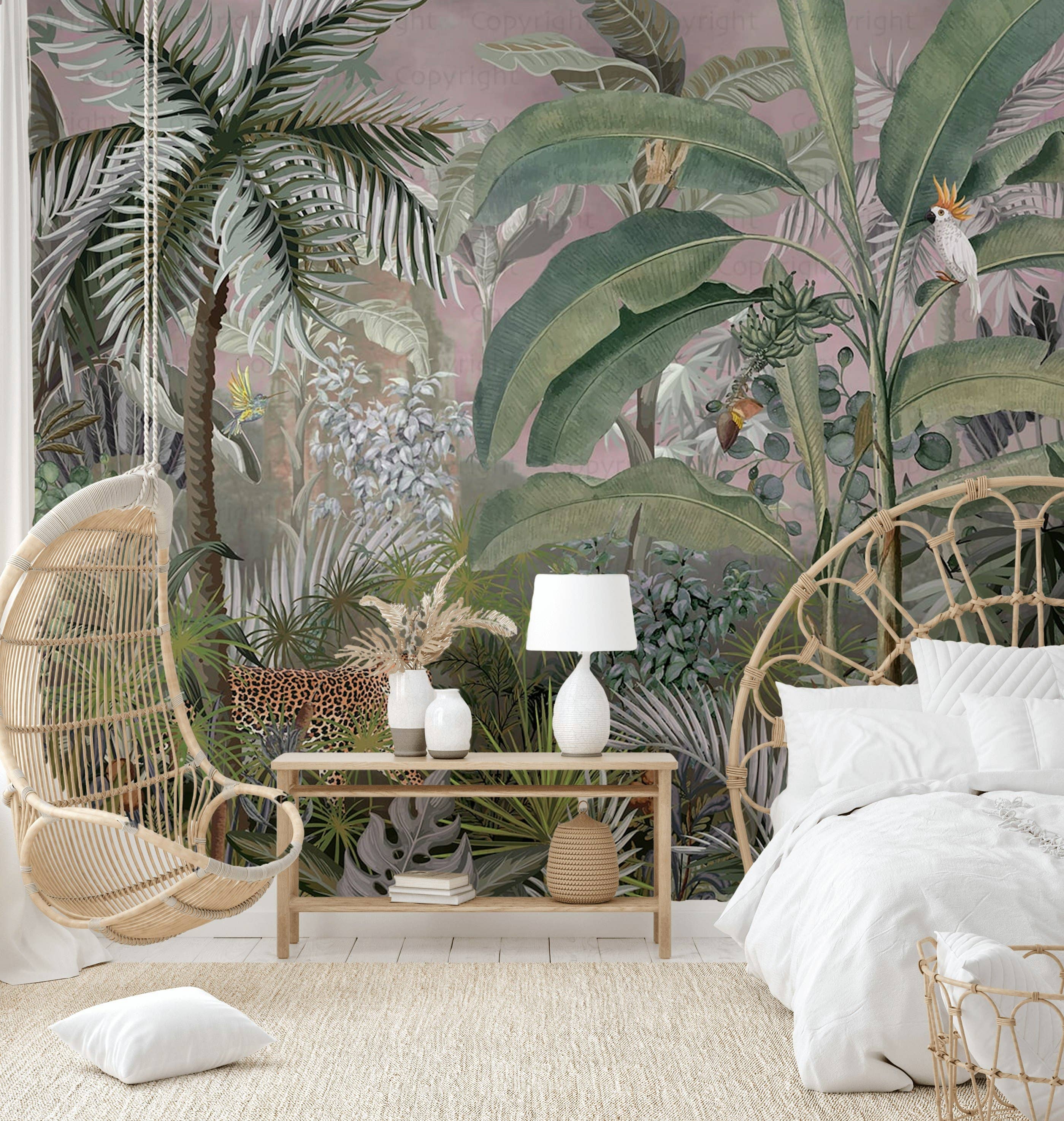 GK Home Decor - Wholesale Wallpaper - Jungle Adventure Vibrant Wildlife Mural with Lush Greenery2