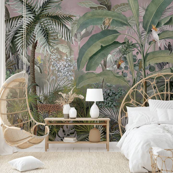 GK Home Decor - Wholesale Wallpaper - Jungle Adventure Vibrant Wildlife Mural with Lush Greenery2