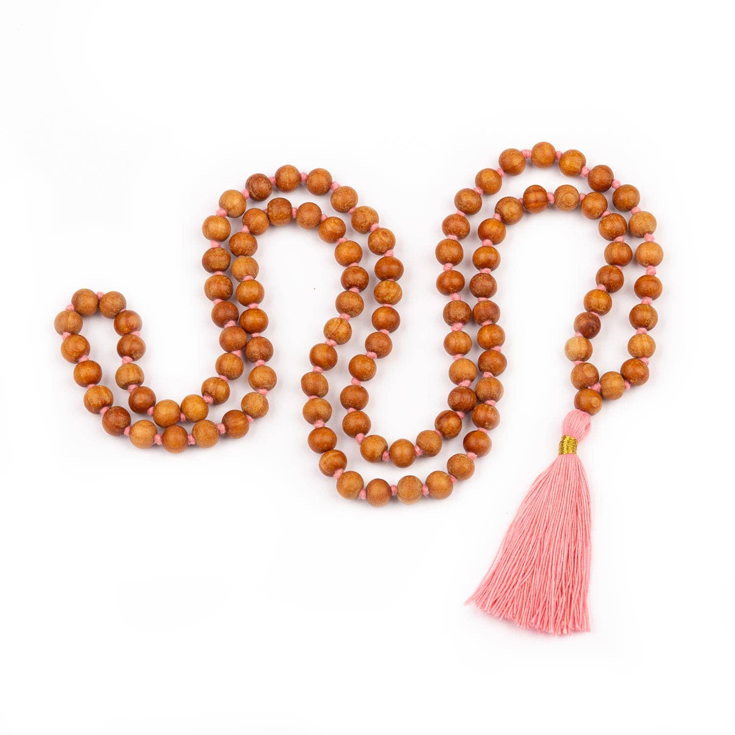 Bodynova - Wholesale Prayer Beads Necklace - Mala Yoga necklace with sandalwood scent, coloured tassel, 1088