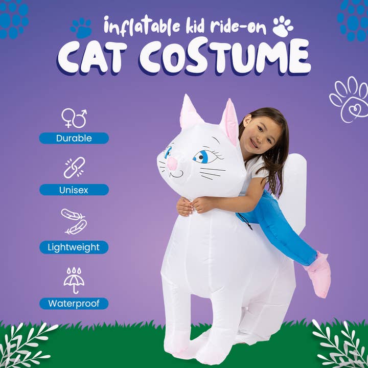 Party Hoot - Venta al por mayor Disfraz - Niños - Disfraz inflable de gato montado para niños, unisex, cosplay de Halloween