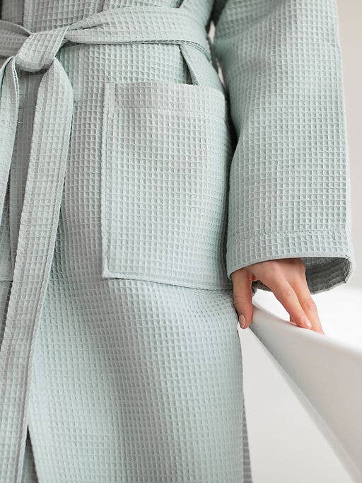 Casilin - Wholesale Robe - Unisex - Waffle Cotton - Sauna Bathrobe - Sea Green