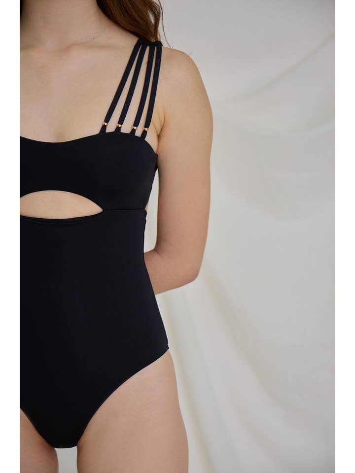 Aulala Paris - Wholesale One Piece Swimsuit - Women's - The Modern Muse One Piece Swimsuit with Wide Beaded Strap