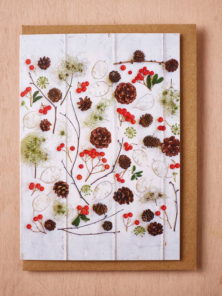 'Our Festive Materials' Christmas Card for wholesale by Jane Scott Flowers