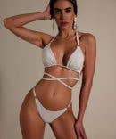 Attitude swimwear – Großhandel Bikini – Damen – Dreieck-Bikini mit Gürtelband, goldfarbenem Ring und Tanga-Slip0