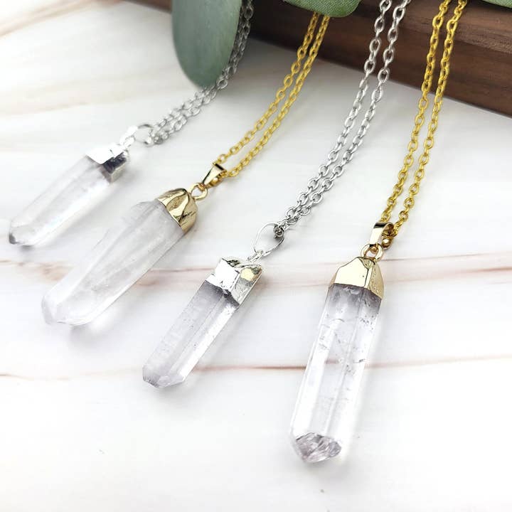WonderLight Jewelry - Wholesale Pendant/Charm Necklace - Raw Crystal Pendulum Necklace - Clear Quartz / Clarity5