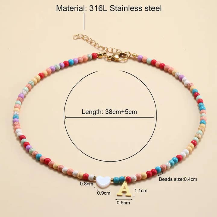 Sweet Cherry Sky - Wholesale Pendant/charm necklace - Summer Colorful Beaded Initial Pendant Personalized Necklace6