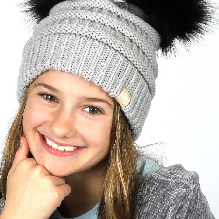 Fashion City – wholesale Mössa - Barn – Vintermössa för barn med dubbel pom pom11