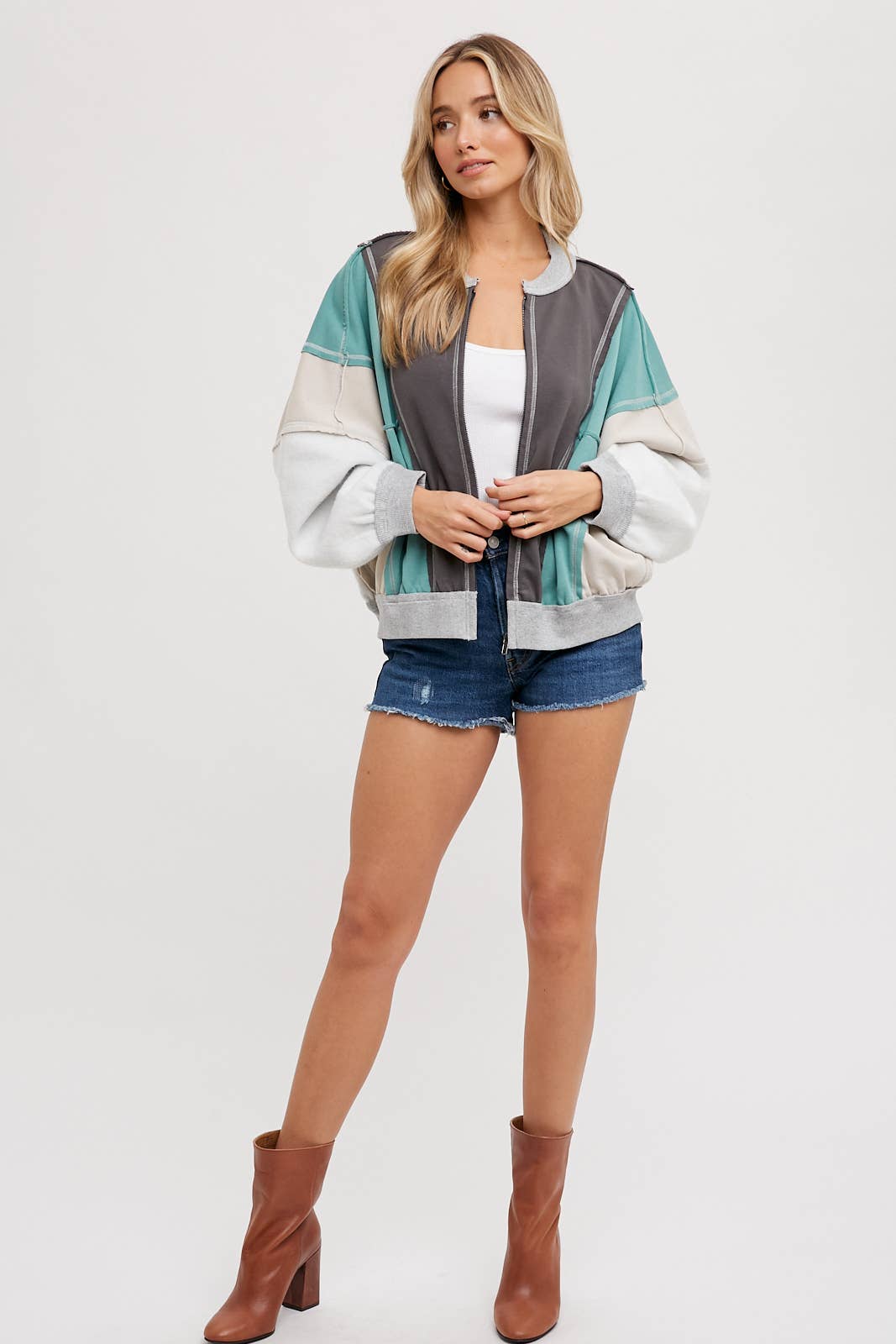 Bluivy - Wholesale Bomber Jacket - Women's - COLOR BLOCK BOMBER JACKET6