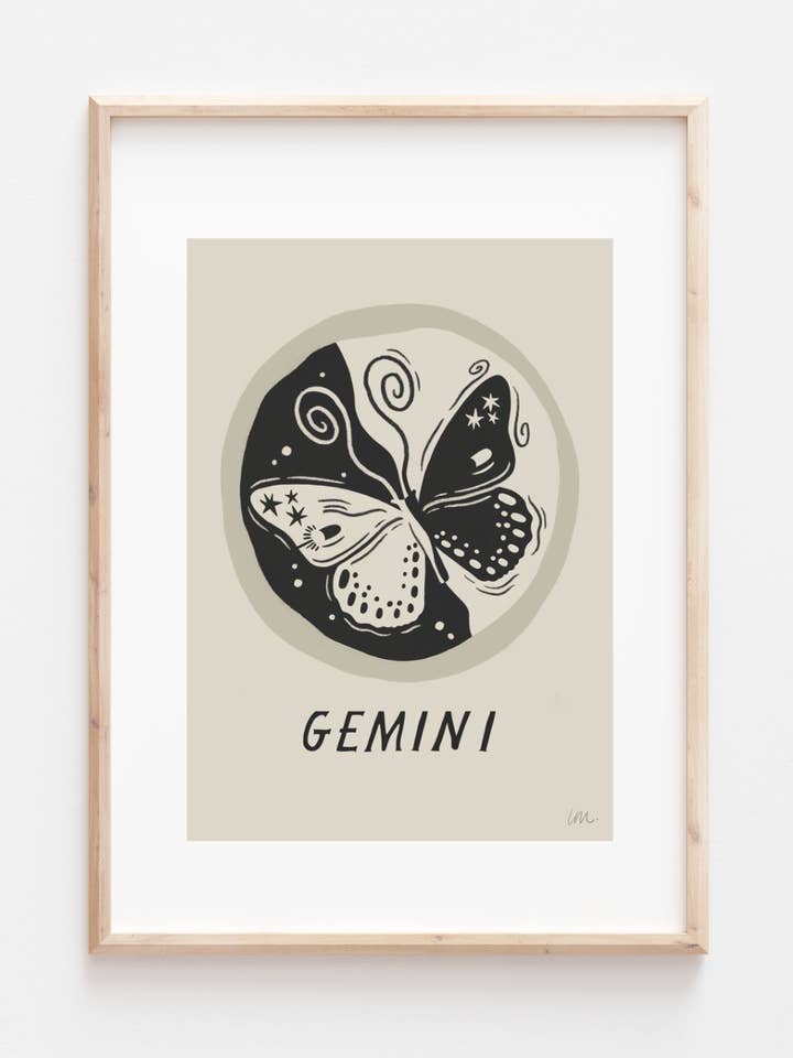 Gemini Zodiac Star Sign Art Print for wholesale by Lauren Marina