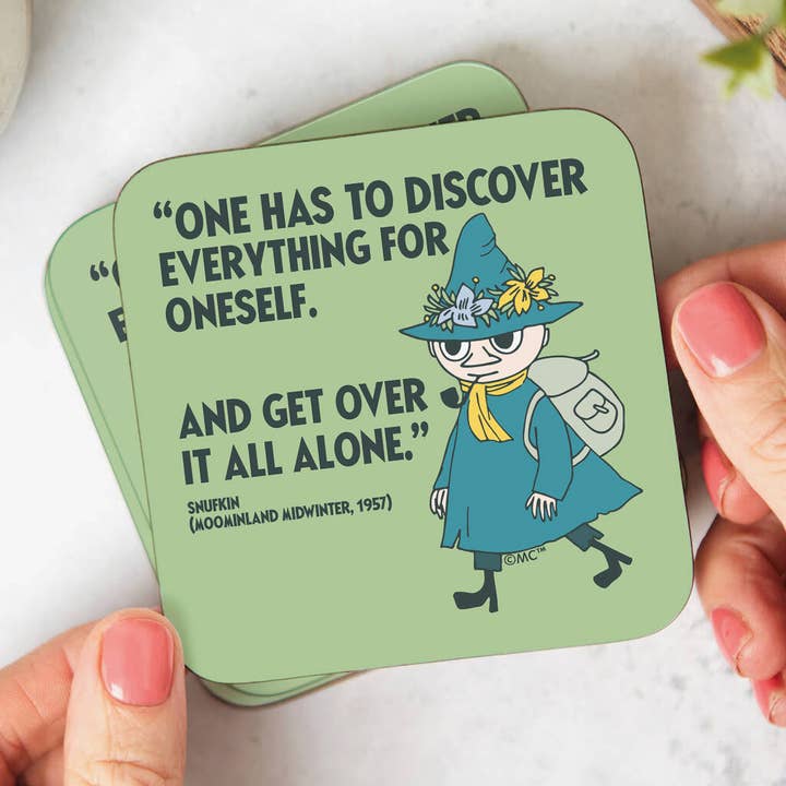 Moomin US Official - Wholesale Coasters - Moomin Discover Moominland Midwinter Snufkin Quote Wooden Single Coaster2