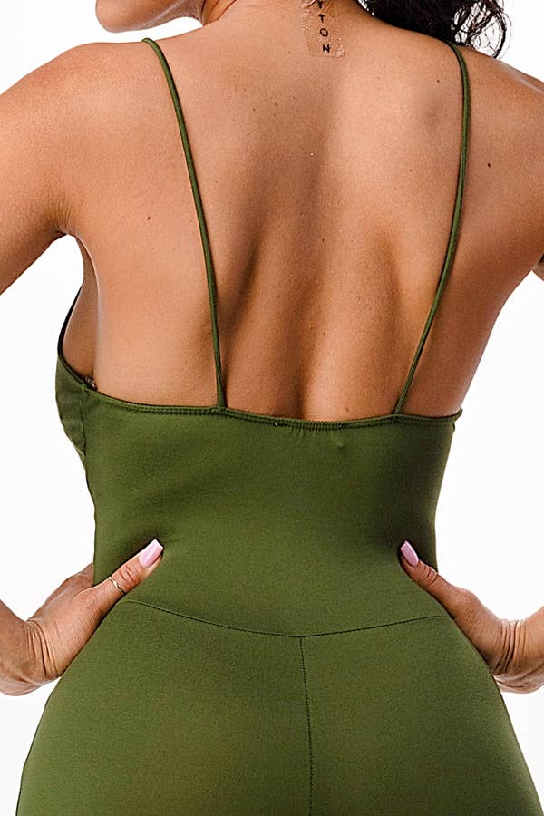 Lime All the Time – Macacão - Mulher por atacado – Macacão com alça espaguete com cadarço frontal em V9