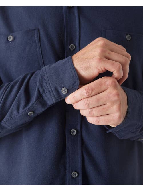 True Classic - Wholesale Button Down Shirt - Men's - Long Sleeve Shirt | Lightweight Flannel | Navy