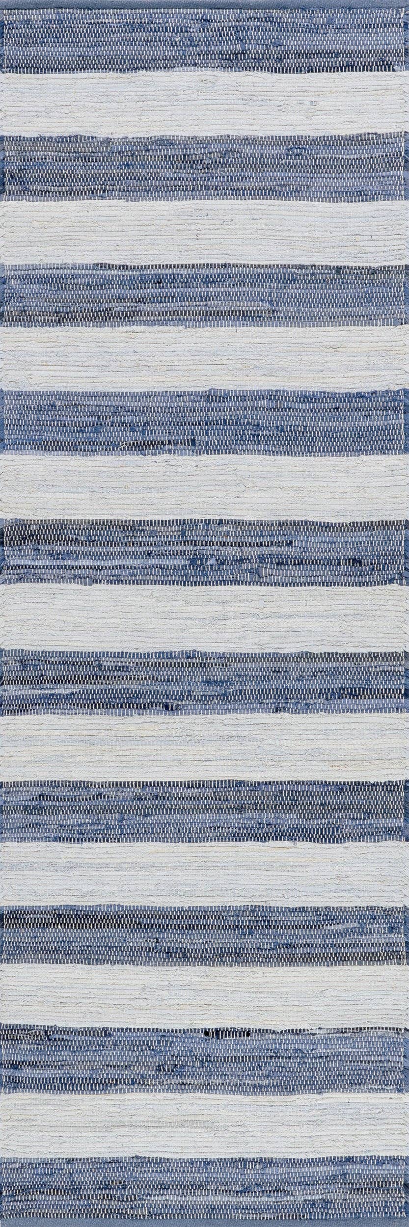 Blue Home Conservatory Striped Rag Handwoven Cotton Area Rug for wholesale on Faire1
