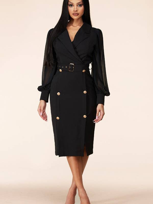 Robe blazer en dentelle noire à manches longues pour la vente par The Steven Wick Company