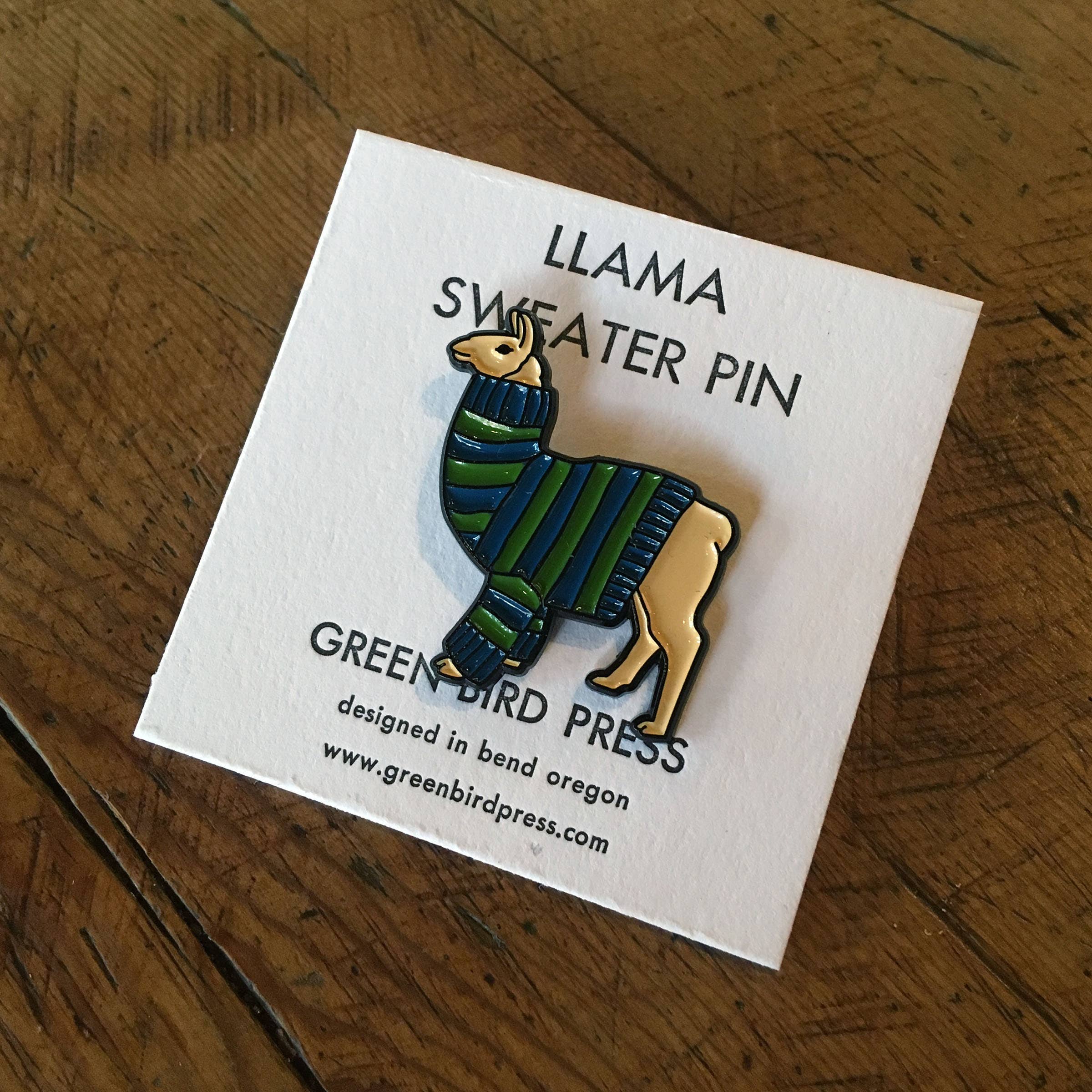 Green Bird Press - Wholesale Lapel Pin/Button - Llama Sweater Enamel Pin1