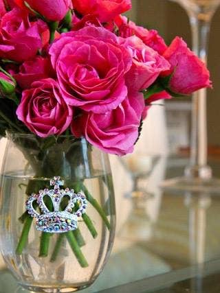 Aurora Borealis Crown Jeweled Stemless Wine Glass for wholesale by The Queens' Jewels®