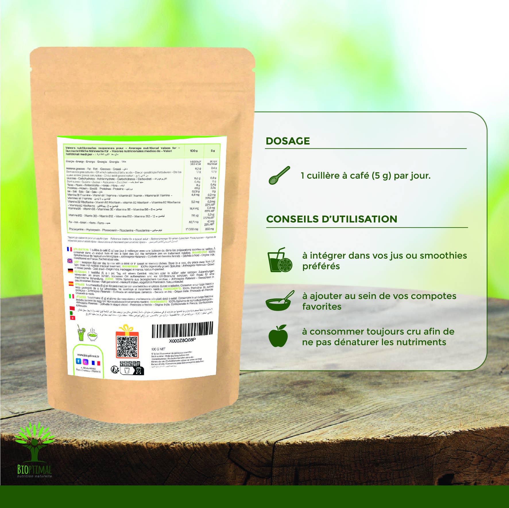 Bioptimal - Wholesale Protein/Superfood Powder - Organic Spirulina Powder - Packaged in France - Vegan5