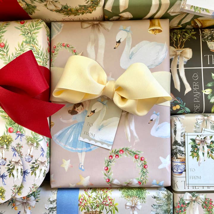 Petite Rose Paper Co. - Wholesale Flat Wrap - Holiday Gift Wrap | Reversible Gift Wrap | Double-Sided Wrap