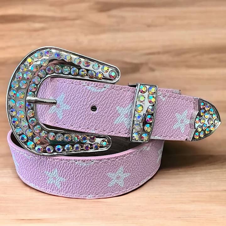 Kids Charm Online - Wholesale Belt - Kids - PINK STAR PRINTED GIRLS BELT. (31.5"LONG WIDE1.25)1
