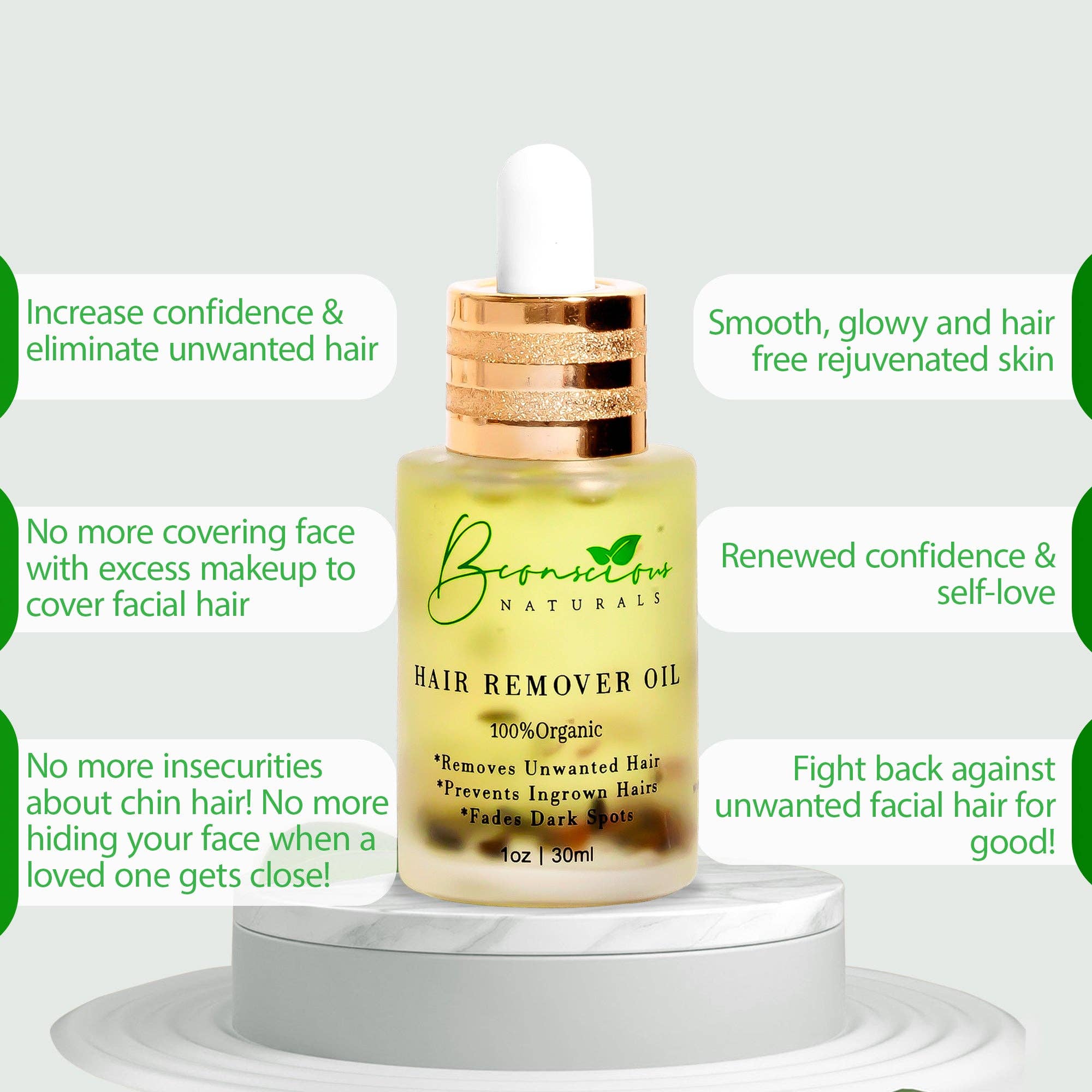 bconsciousnaturals – Großhandel Produkt zur Körperhaarentfernung – Bye Bye Haarentfernungsöl – Organische Kräuterformel für Kinn- und Körperhaare8