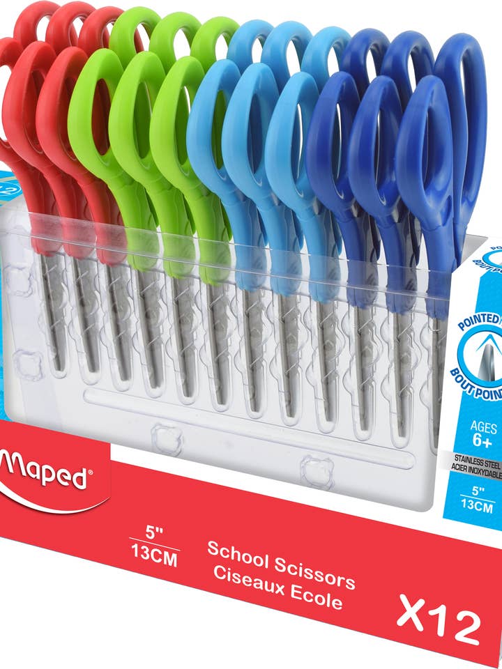Essentials School Scissors 5" School Pack x12 - Pointed for wholesale by Maped Helix USA
