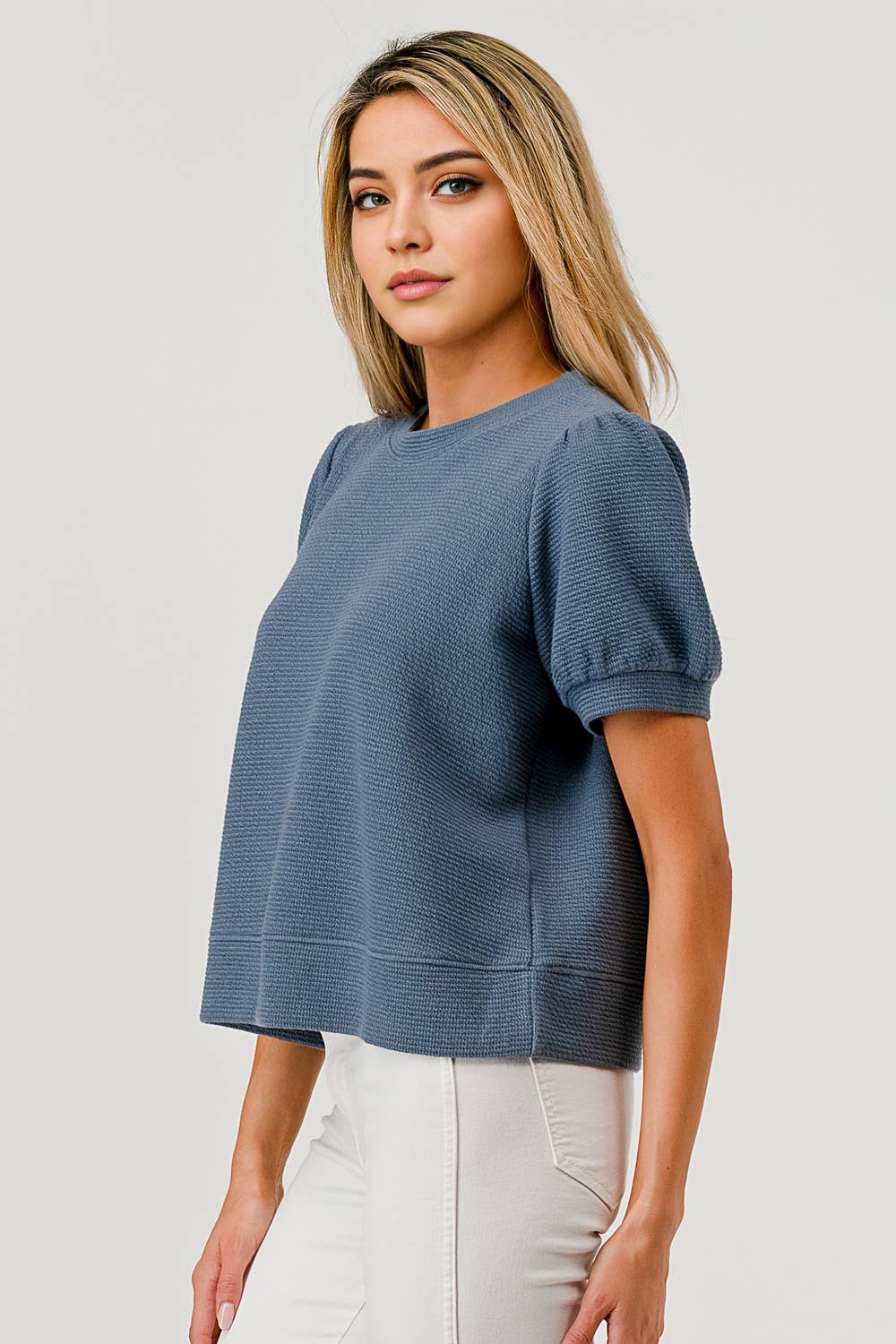 Tres Bien, Inc - Wholesale Knit Top - Women's - ROUND NECK PUFFY S/S CLOUDY KNIT TOP16