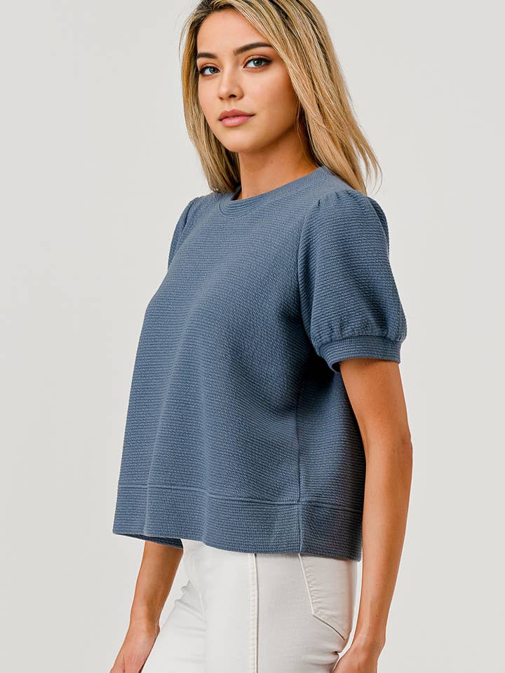 Tres Bien, Inc - Wholesale Knit Top - Women's - ROUND NECK PUFFY S/S CLOUDY KNIT TOP16