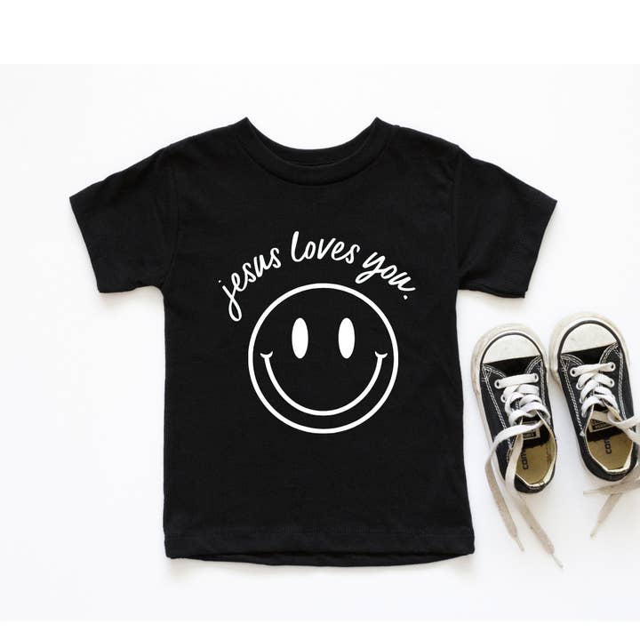 SBG Co. – wholesale Screen-printed t-shirt – Kids – Jesus Loves You Smiley Youth Tee1