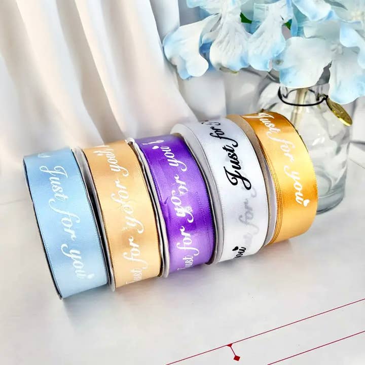 1.0" x 22 yds, JUST FOR YOU wide polyester gift ribbon for wholesale by ByHome