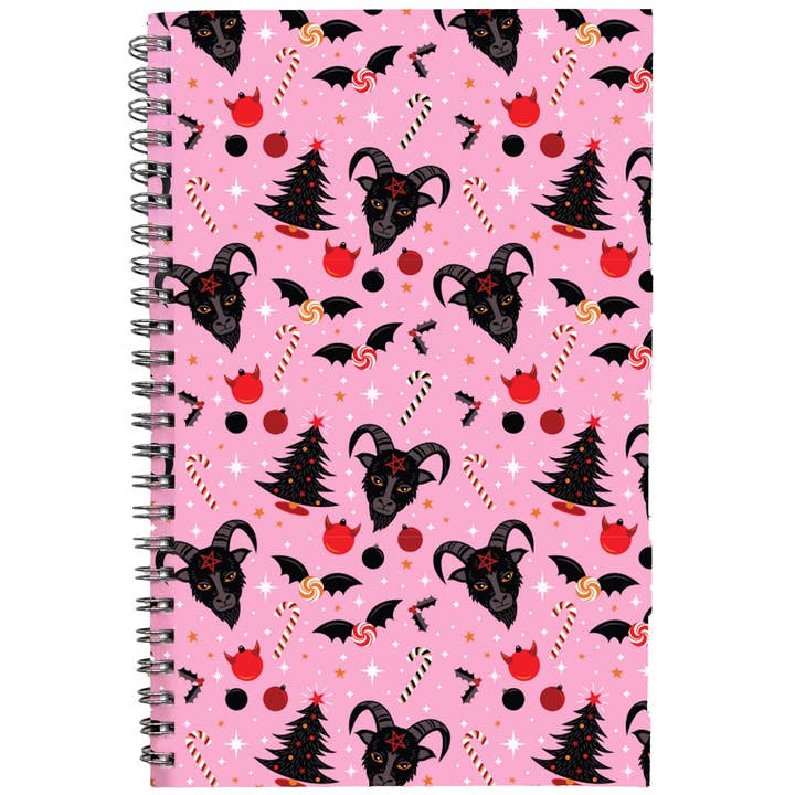 Black Phillip Christmas Satanic Spooky Spiral Bound Notebook for wholesale by Krystan Saint Cat