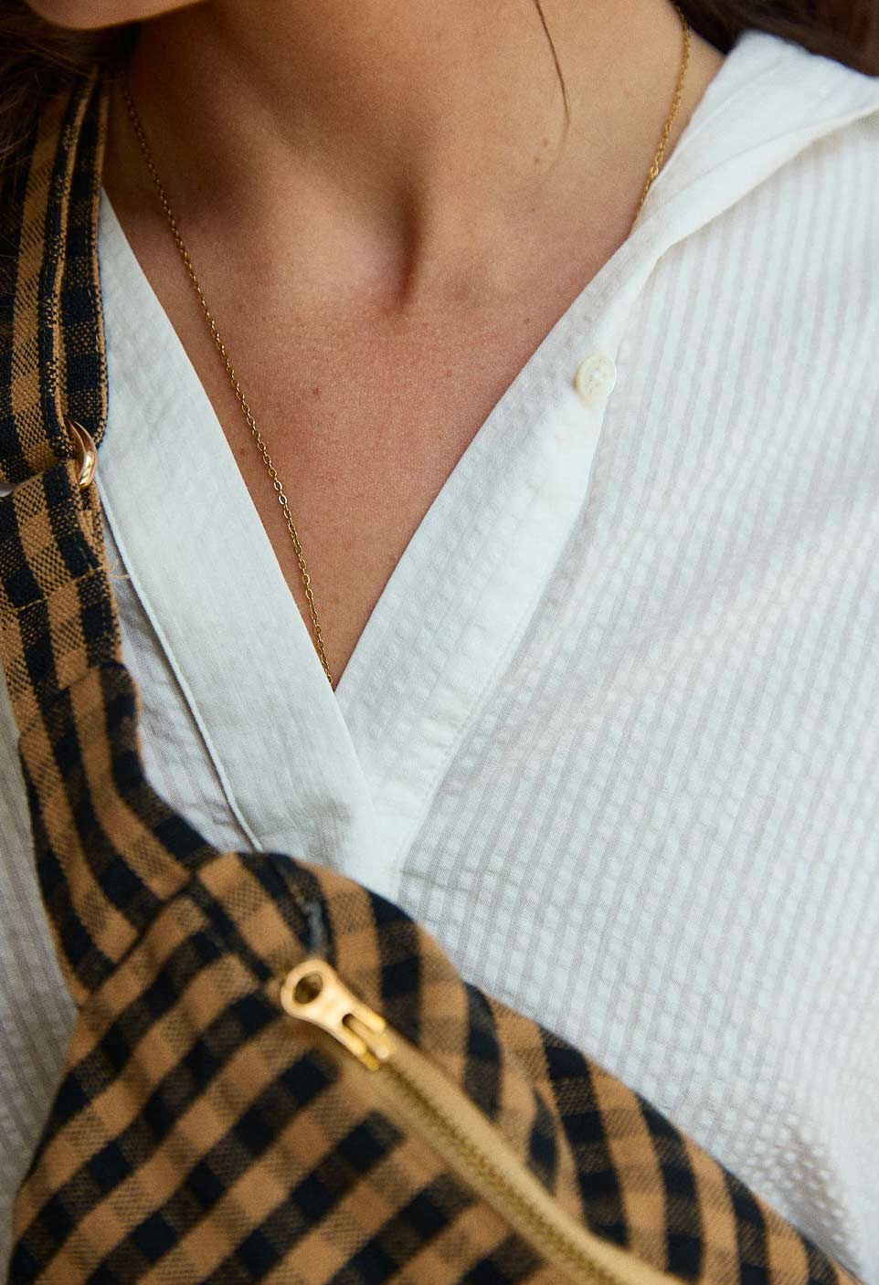 Gabrielle Paris - Wholesale Belt Bag - Women's - Vichy Café cotton fanny pack1