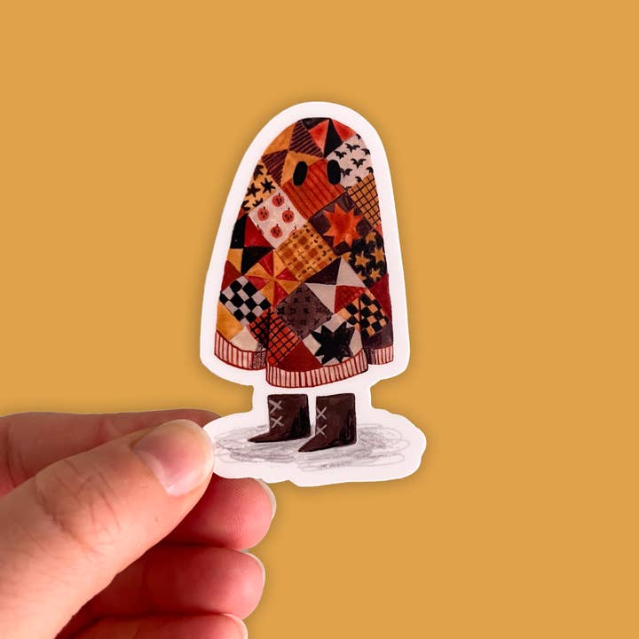 Quilted Ghost - Vinyl Sticker   for wholesale by Leah Bees Creations