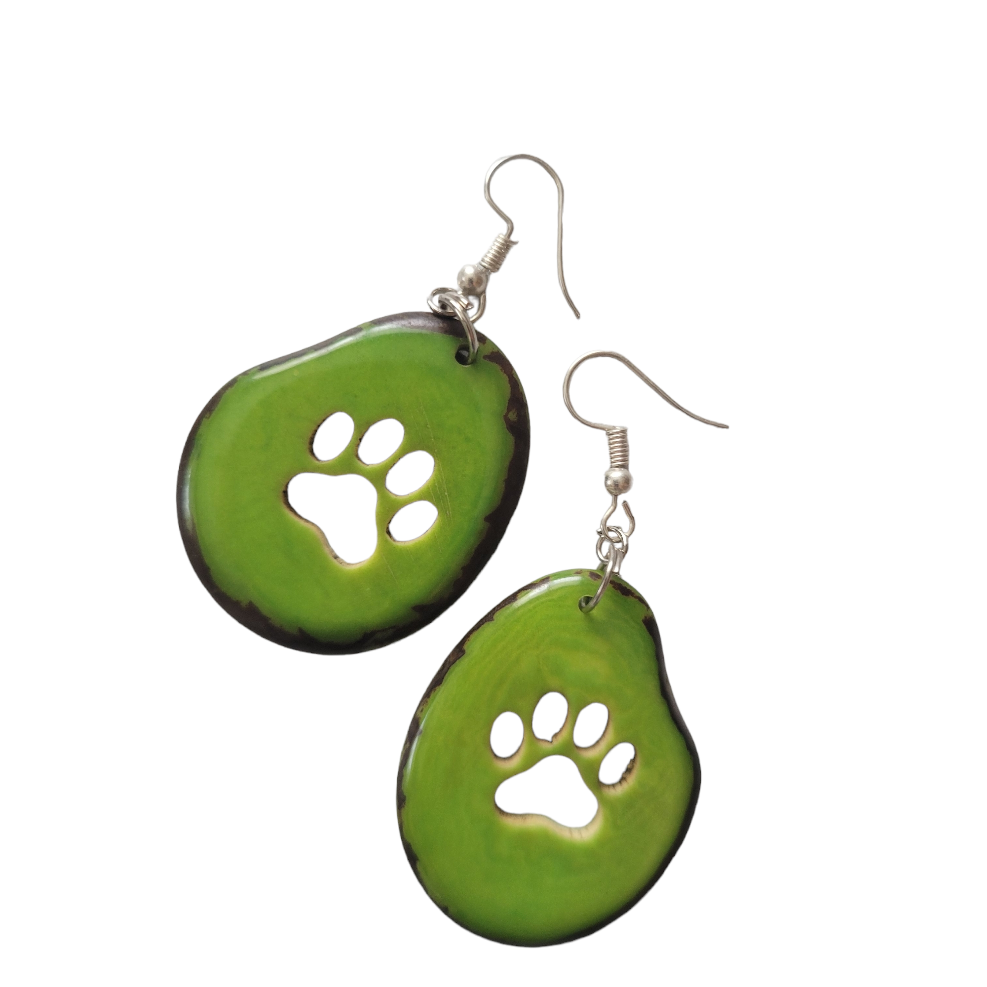 Organic jewelry by Allie - Wholesale Dangle Earrings - Paw print tagua nut earrings gift for pet parents8